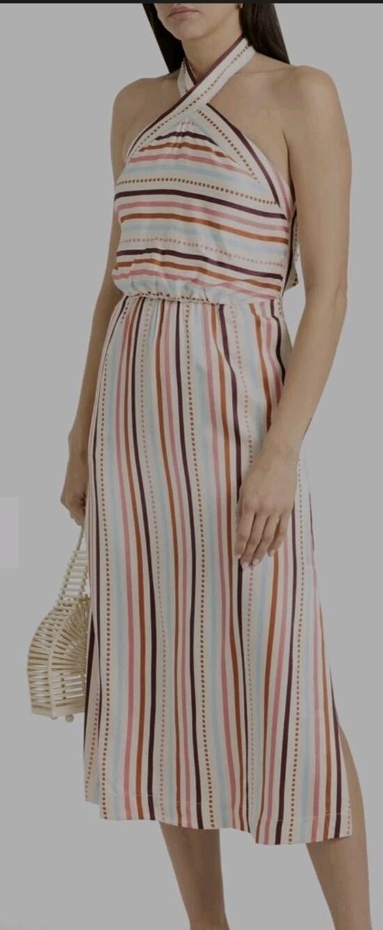 Lemlem Ajani Halter Dress in Bizu Cream Sz L Msrp $475